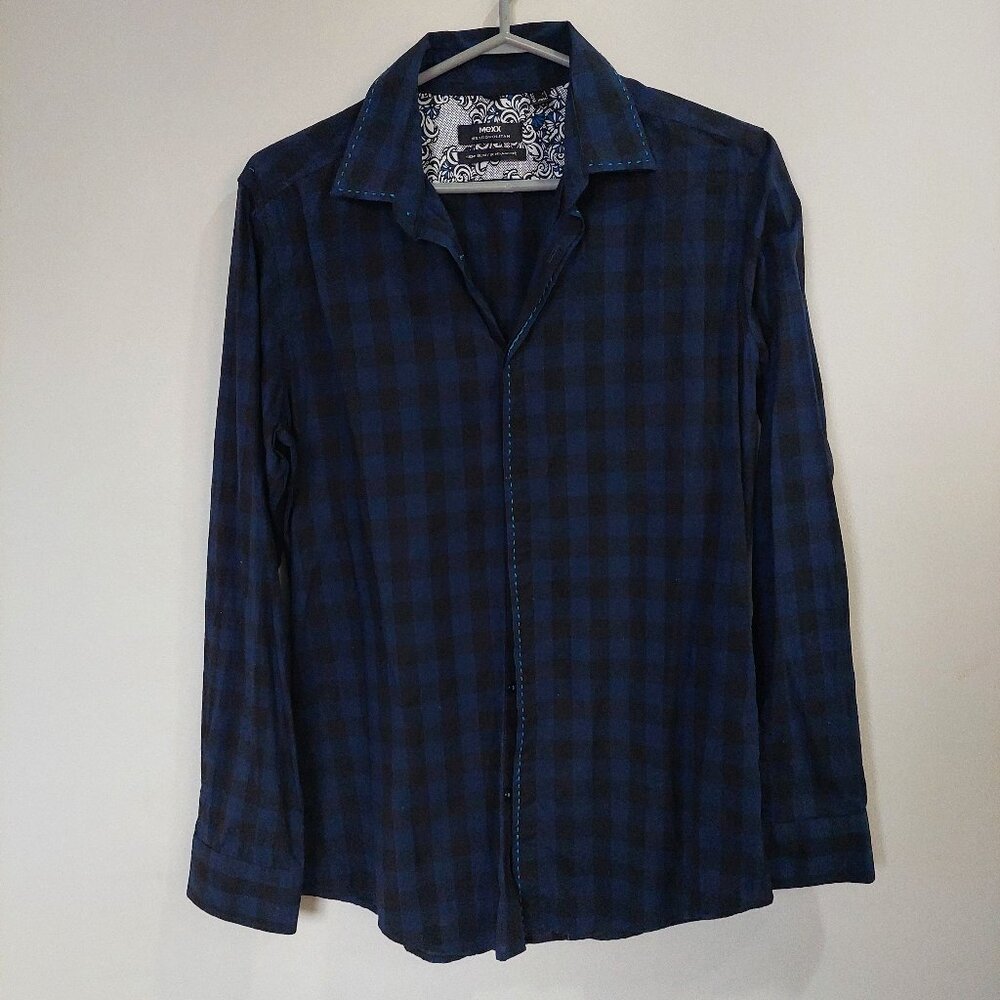 MEXX Metropolitan Casual Shirt Button Down Size Men's Small Blue Checks Cotton